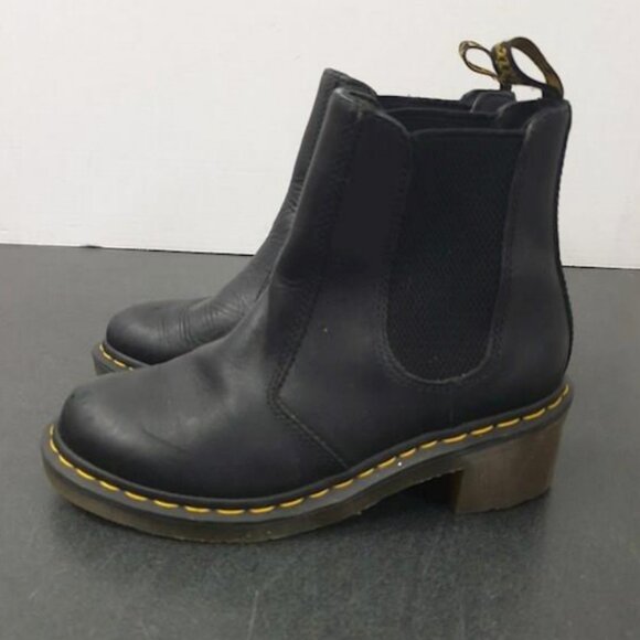 ‘CADENCE LEATHER HEELED CHELSEA Black Dr. Martens Boots Women's SZ 8 - Picture 2 of 5